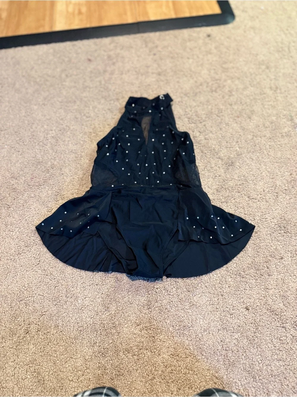 Black Halter Skater or dance Dress with Stud Accents